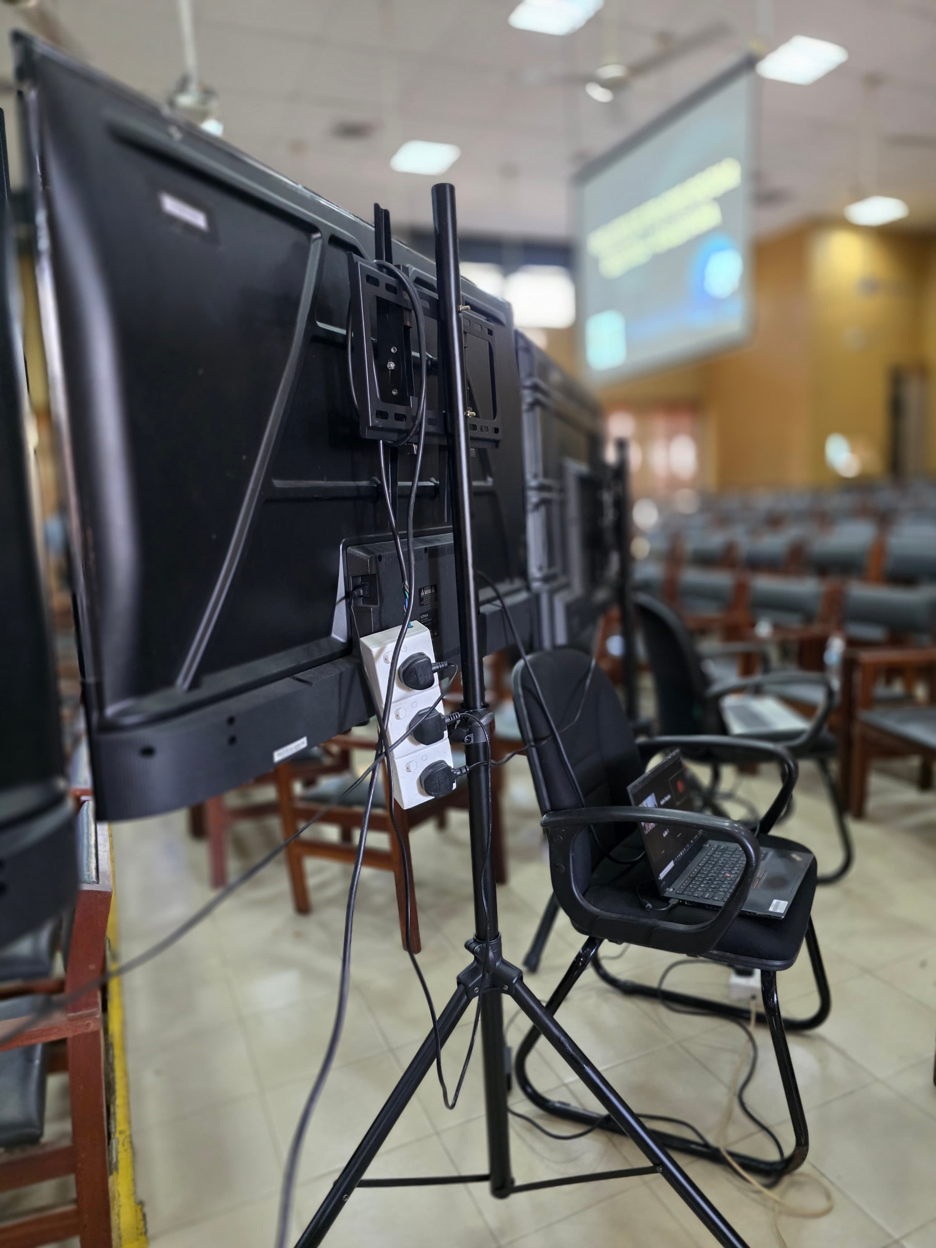 TV Tripod Stand Heavy Duty 43"-55" Setup in action 9