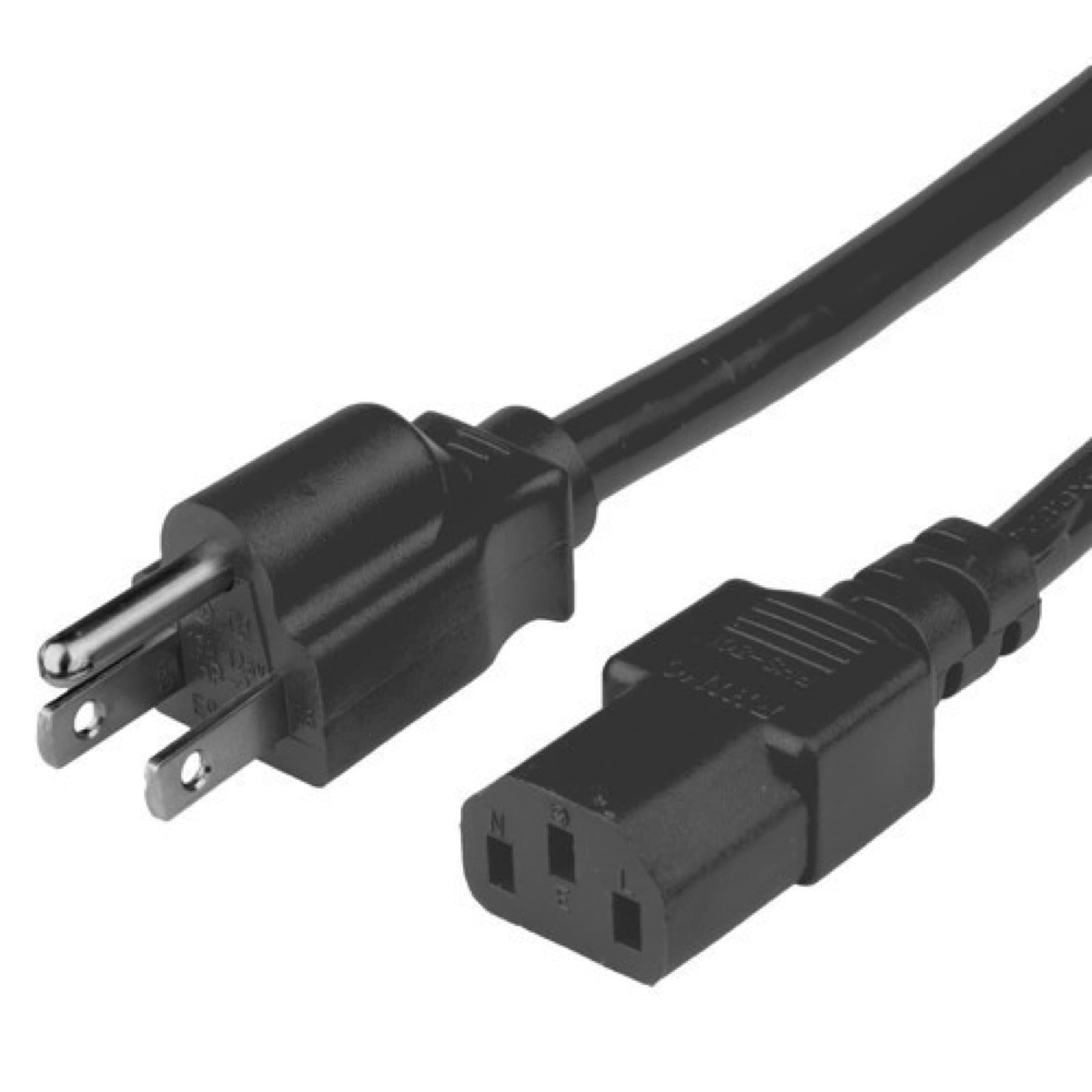 Black 1 metre Type B NEMA 5-15P to IEC C13 mains power cable for rent in Colombo from Rentitem.lk