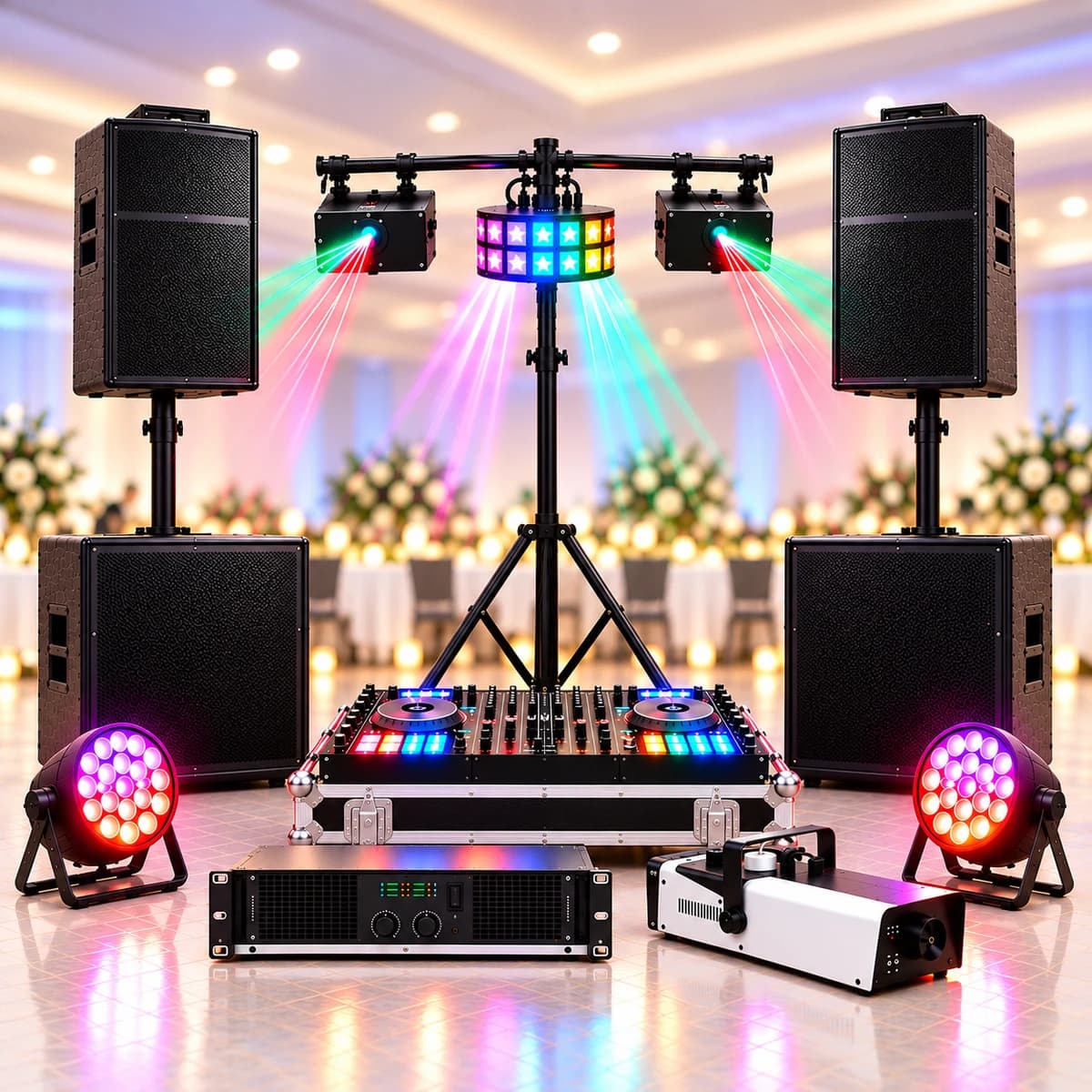 Rent the Starter Beats DJ Package in Sri Lanka - complete DJ setup with controller, speakers, lights and a professional DJ from Rentitem.lk