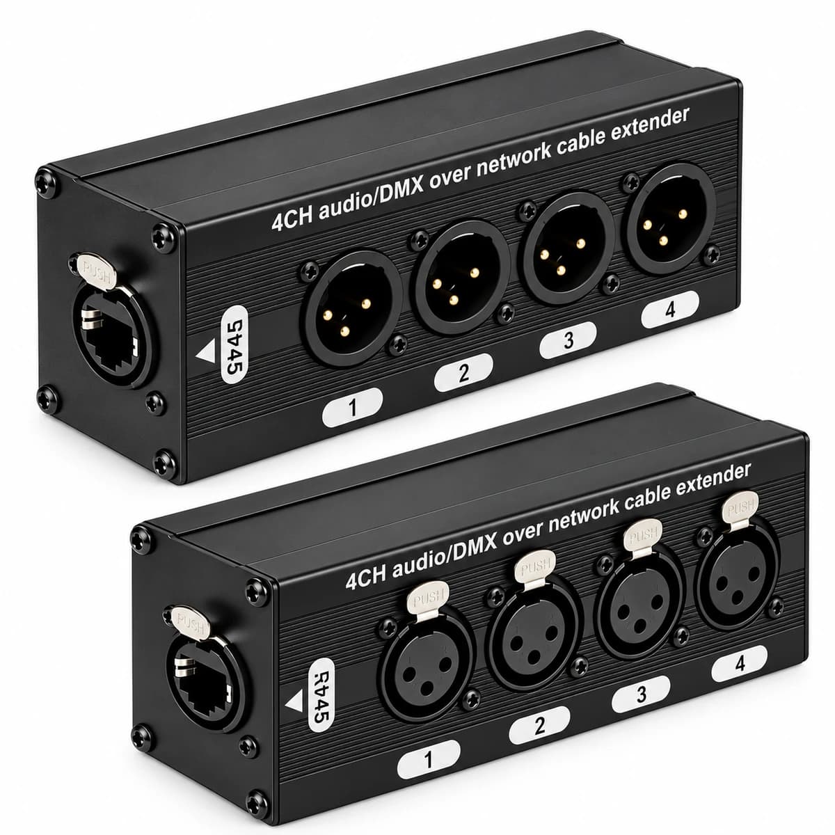 4-Channel XLR / DMX512 Signal Extender over Cat5/Cat6 (STP) — view 1