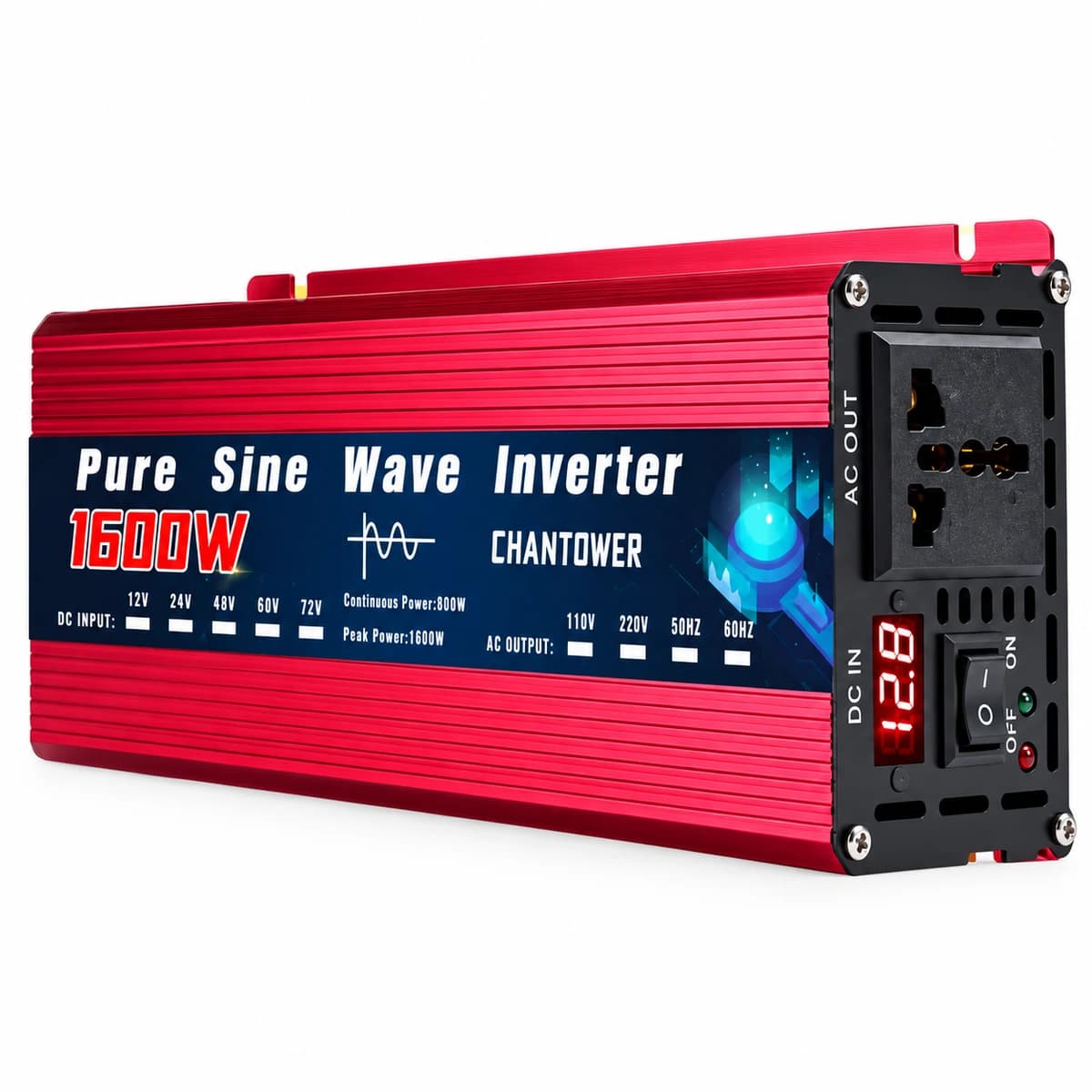 Pure Sine Wave Power Inverter 12V DC to 220V AC - 1600W — view 1