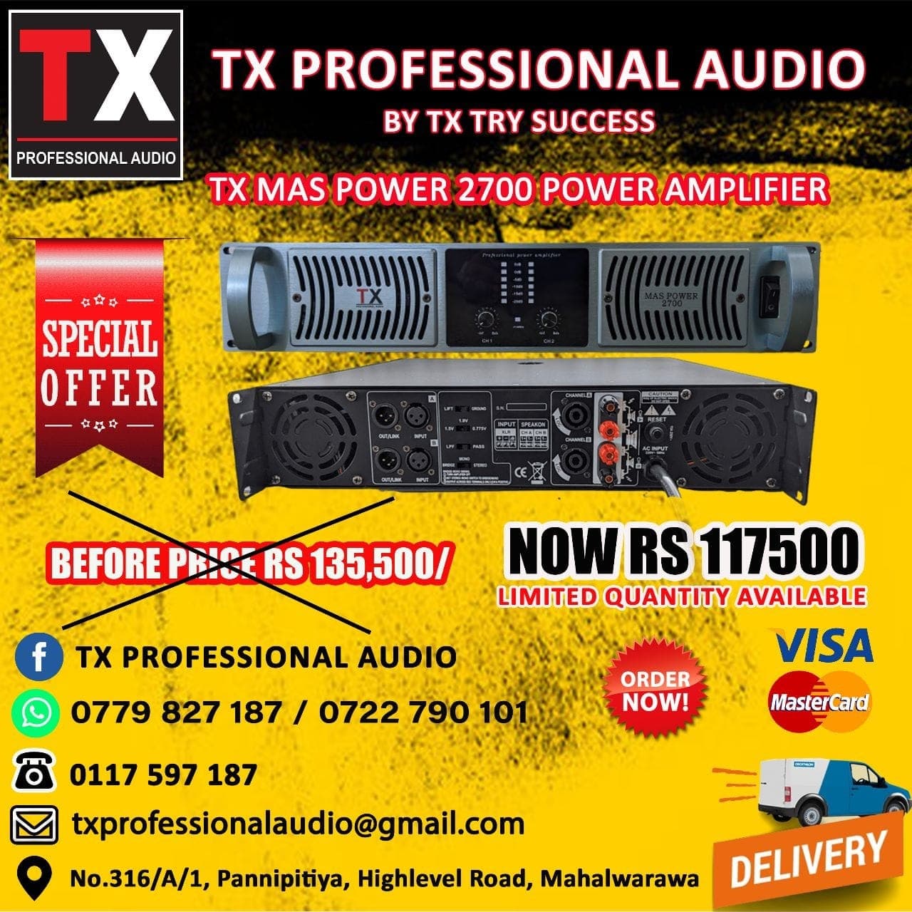 Rent TX 2400 Professional Power Amplifier 2400W in Sri Lanka - Sounds from Rentitem.lk - thumbnail 1
