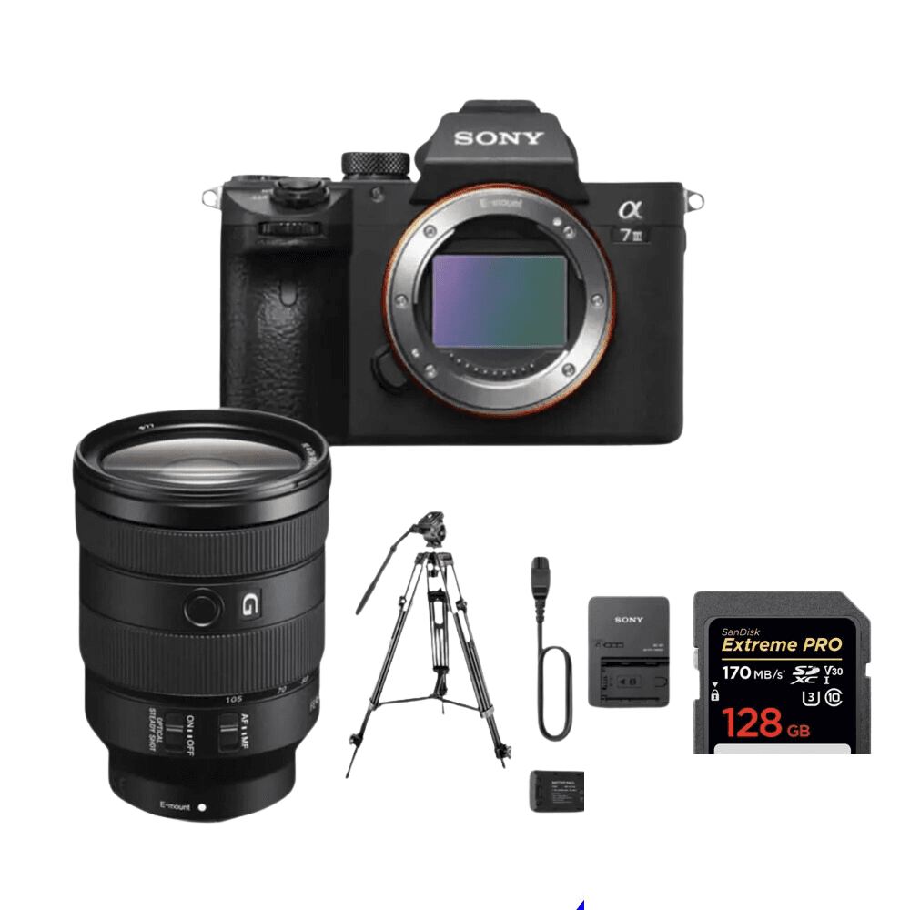 Rent Sony A7iii Camera with 24-105mm f4 Lens with Video Tripod rental package in Sri Lanka - Videography Packages from Rentitem.lk