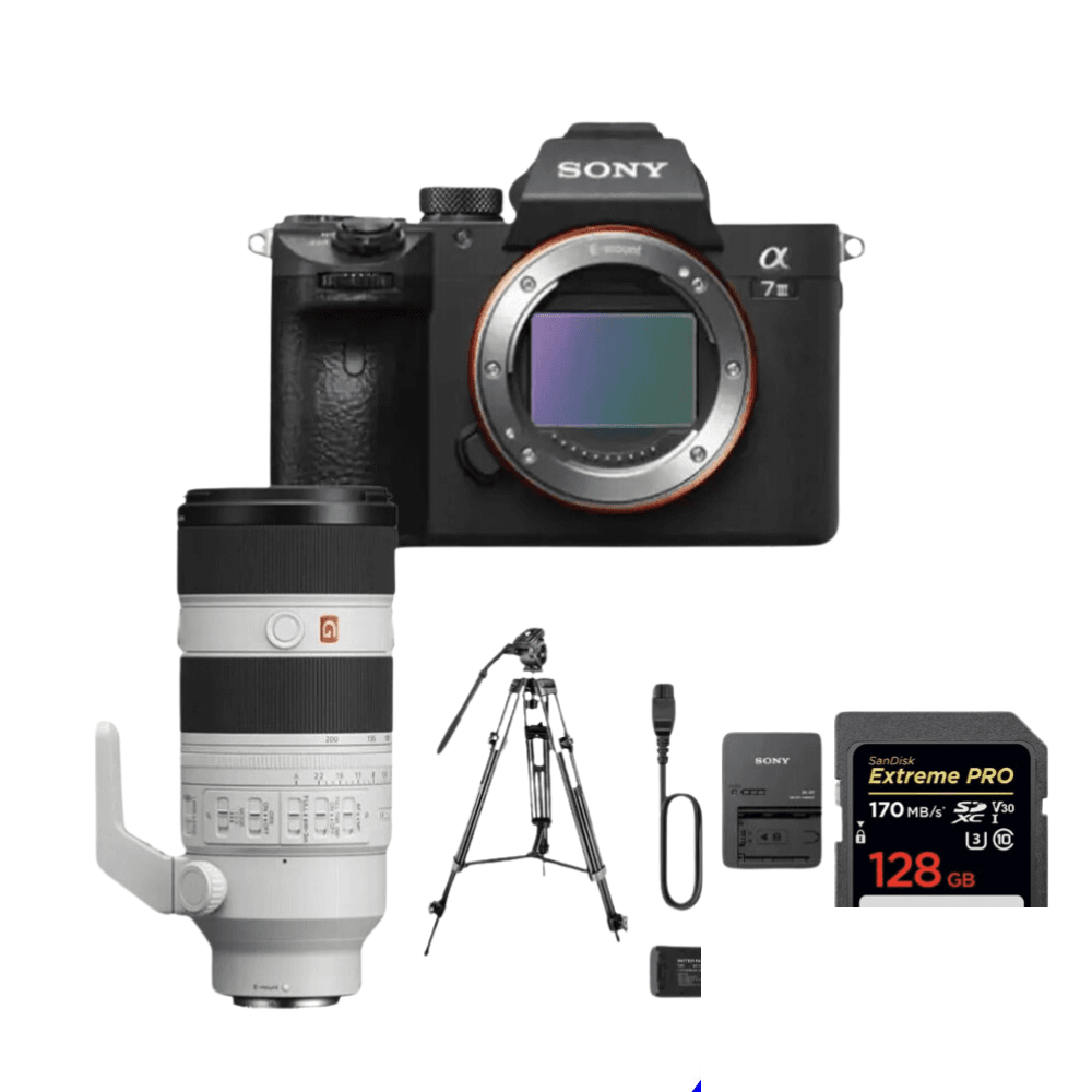 Sony A7iii Camera with 70-200mm f/2.8 Lense with Video Tripod