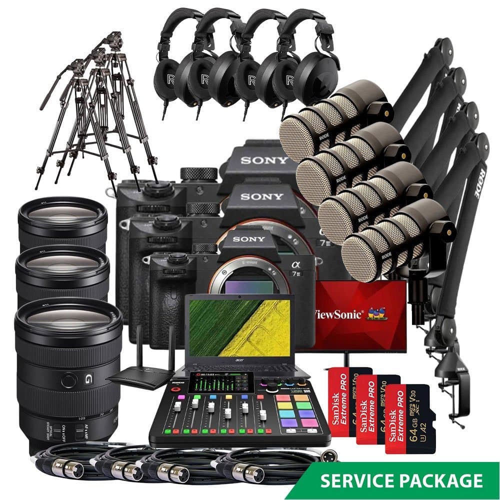 Rent Four Presenter Pod Microphone Podcasting with Video Live Streaming rental package in Sri Lanka - Podcast Packages from Rentitem.lk