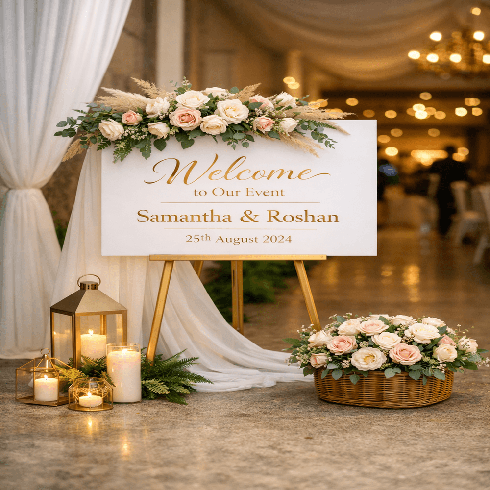 Welcome Board Decoration event decoration in Sri Lanka - Rentitem.lk