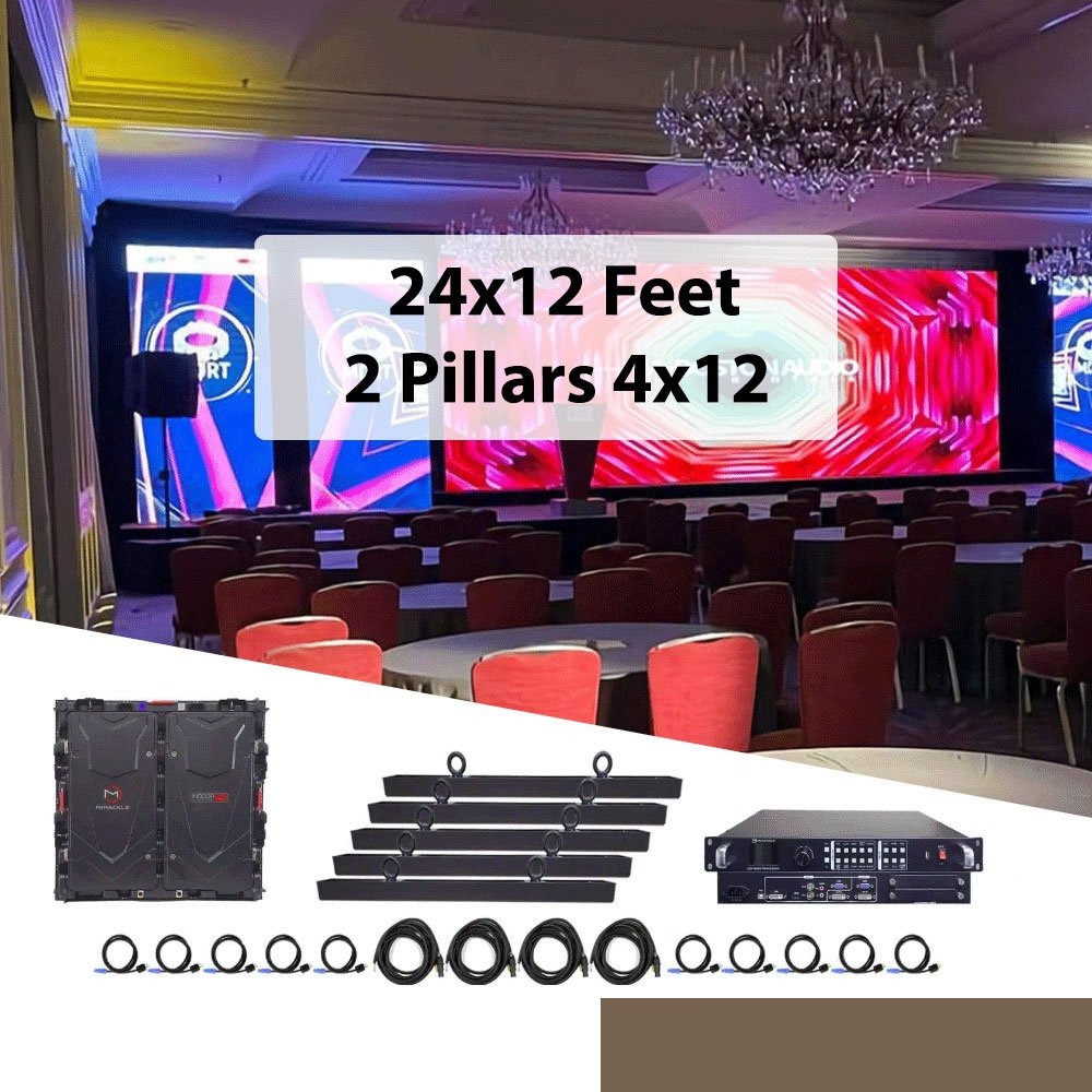 LED Video Wall ( 24x12 Feet ) 2 Pillars ( 4x12 Feet ) (P2.8MM)