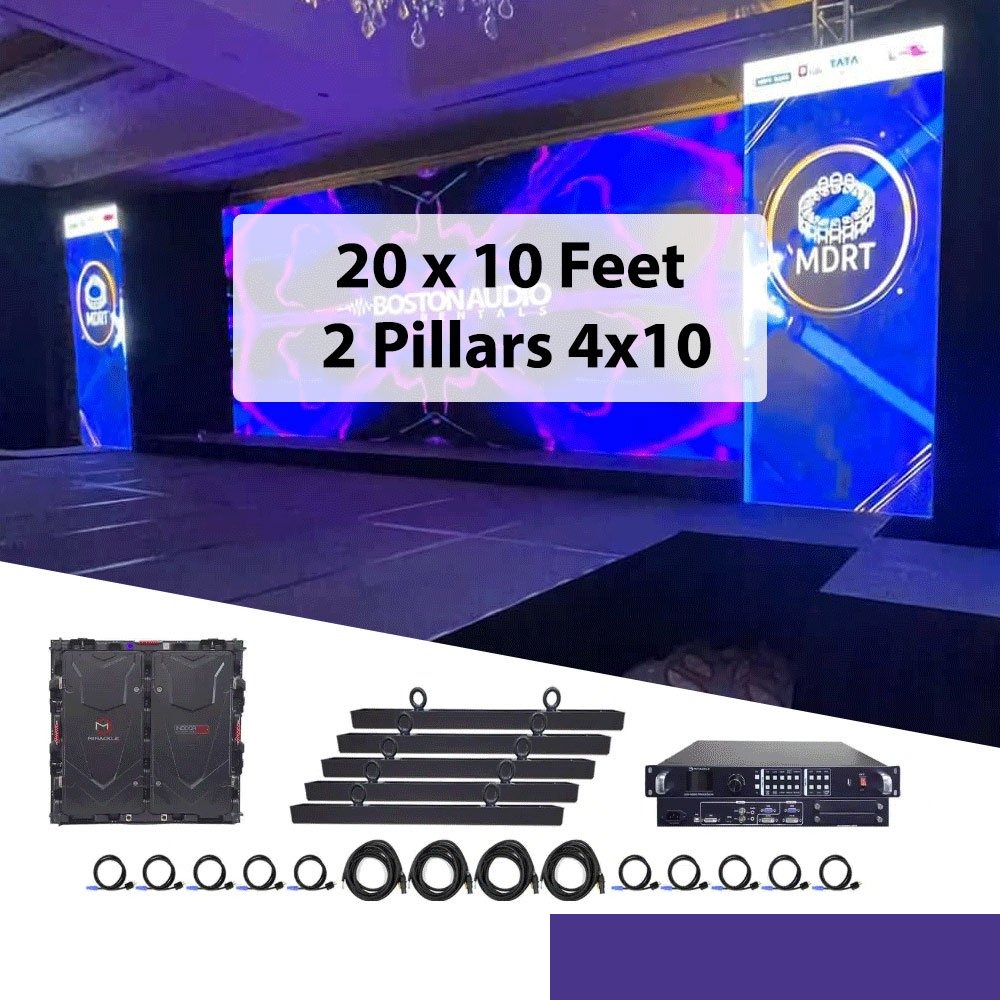 LED Video Wall ( 20x10 Feet ) 2 Pillars ( 4x10 Feet) (P2.8MM)