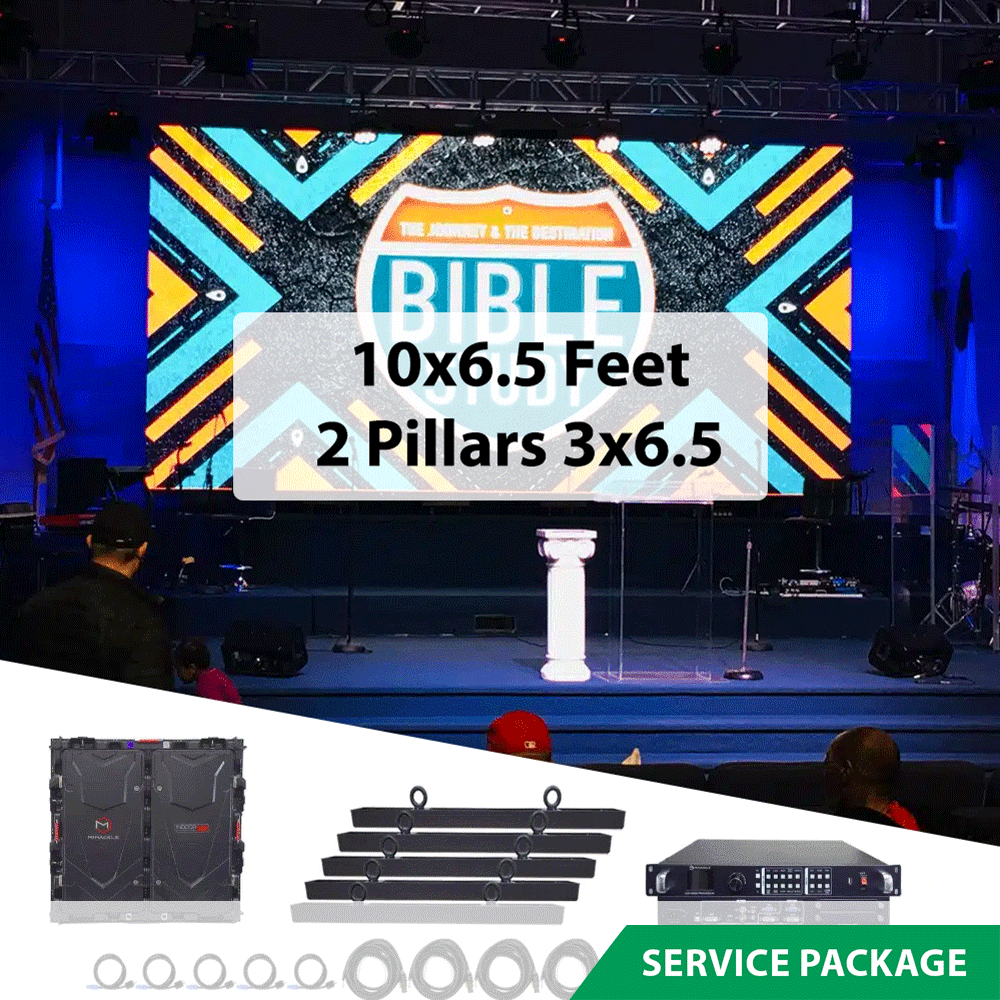 LED Video Wall ( 10x6.5 Feet ) 2 Pillars ( 3x6.5 Feet ) (P2.8MM)
