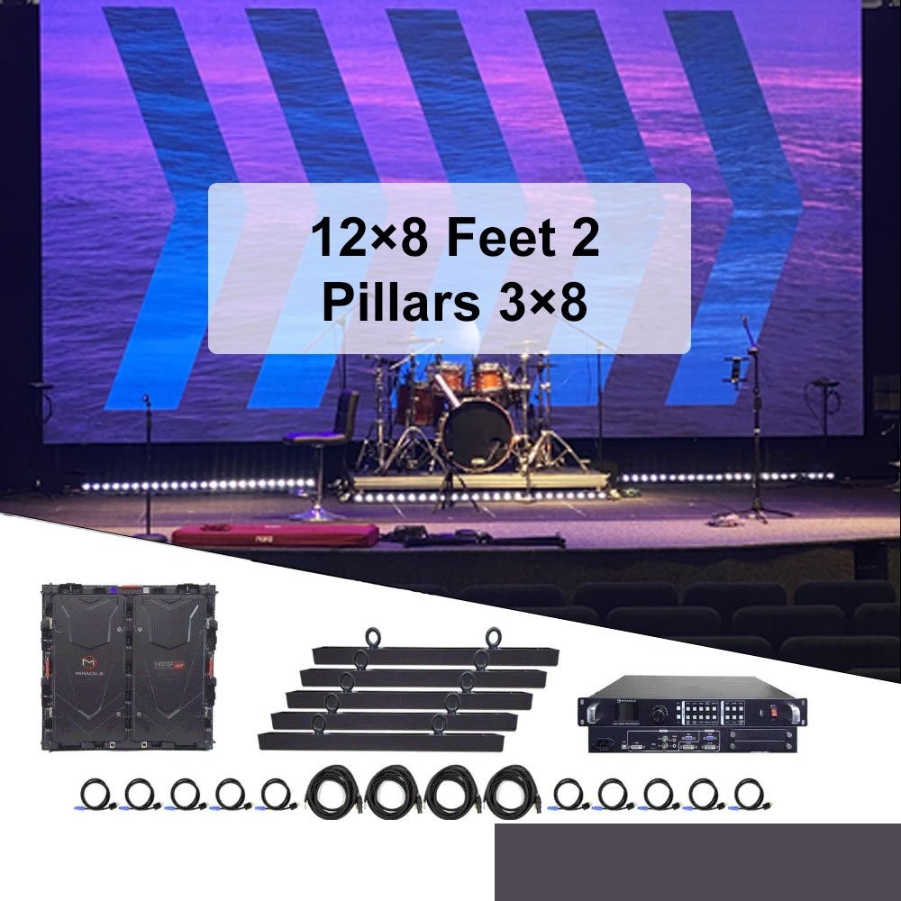 LED Video Wall ( 12x8 Feet)2 Pillars ( 3x8 Feet) ( P2.8MM )