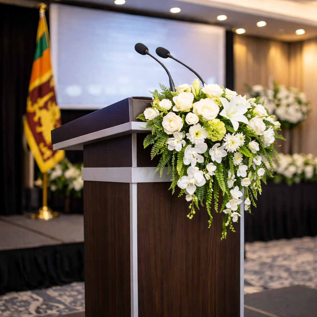 Podium Flower Decoration event decoration in Sri Lanka - Rentitem.lk