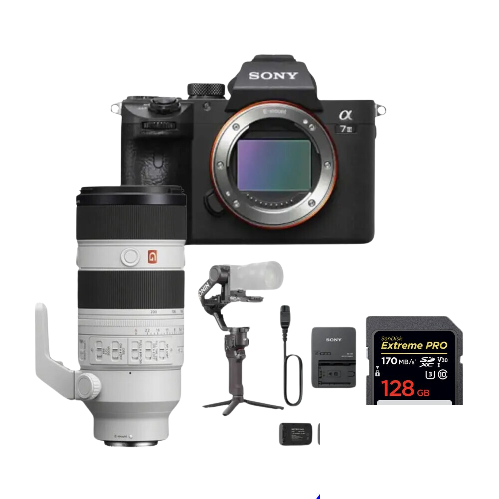 Sony A7iii Camera with 70-200mm f/2.8 Lense with Gimble Setup
